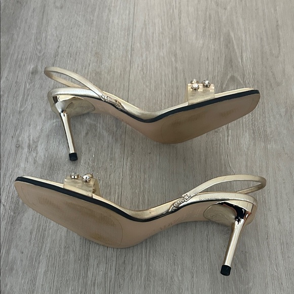 Zara Metallic Gold Sandals with Crystal Accents - Picture 6 of 7